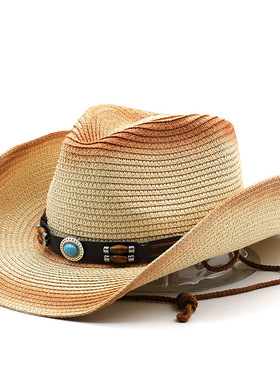 防晒时尚草帽Wide Brim Men Hat Panama Cowboy Hats Women