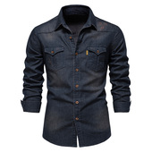Cotton Men Western Man Denim Shirts Cowboy牛仔衬衫 男2025