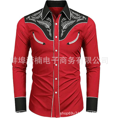 Man Western Cowboy Shirts Men西部牛仔衬衫男2023新款西部部落