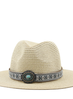 草帽vintage western cowboy hat fashion跨境男女中性款民族风