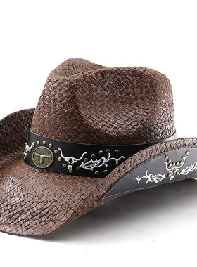 时尚草帽Jazz Cowboy Hats Wide Brim Men Hat Panama Women
