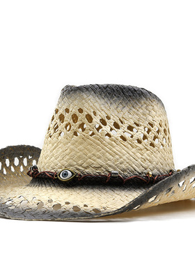 防晒时尚草帽Wide Brim Men Hat Panama Cowboy Hats Women
