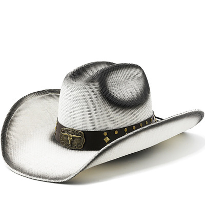 草帽防晒西部牛仔帽trendy wide brim men hat panama cowboy