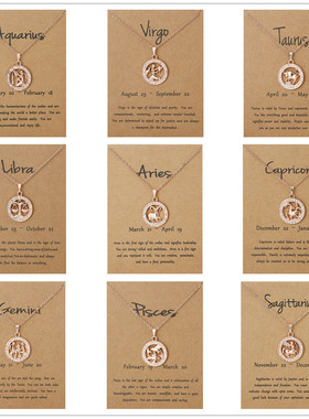 women necklace ladies欧美爆3d立体12十二星座项链吊坠饰品