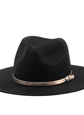 防晒时尚草帽Wide Brim Men Hat Panama Cowboy Hats Women