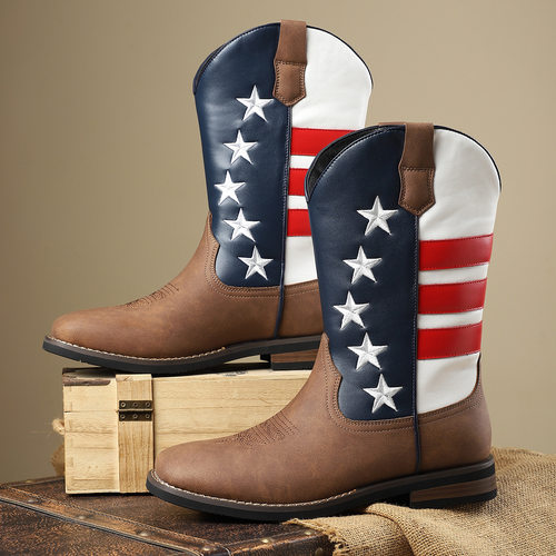 Cowboy boots men boots fashion new新款中筒休闲男士皮靴热销款