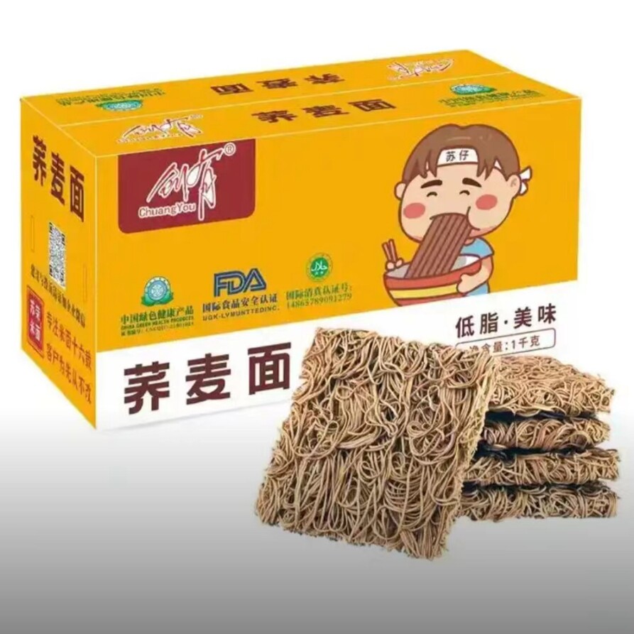 创有低脂荞麦面1KG整箱面条