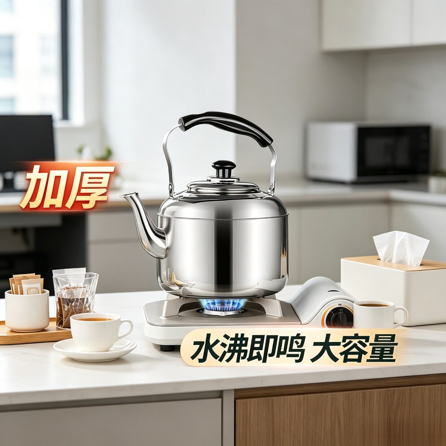 特厚不锈钢鸣笛大容量烧水壶燃气家用水壶煤气灶电磁炉通用