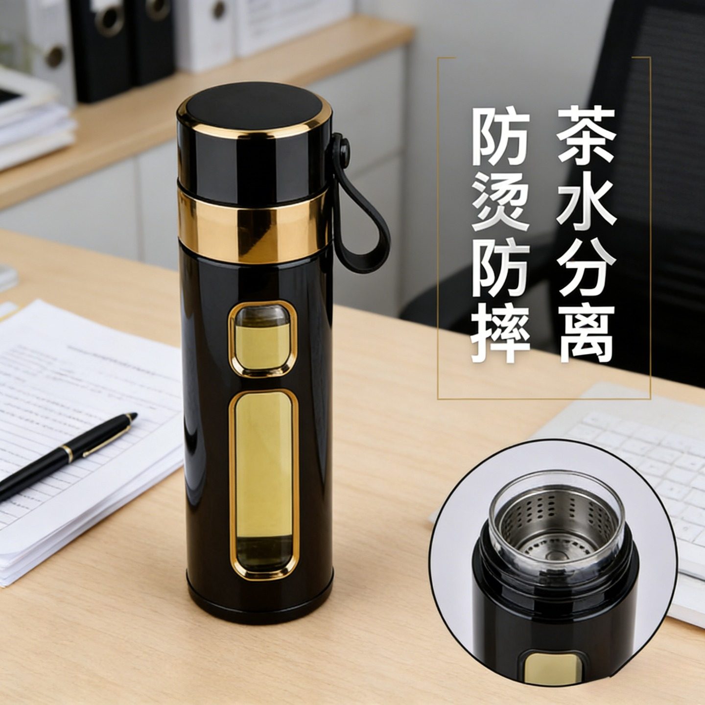 茶水分离泡花茶玻璃杯创意随手便携带过滤网杯子男女士耐高温水杯