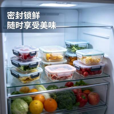 长方形高硼硅玻璃饭盒可进微波炉加热上班族餐盒专用保鲜盒便当盒
