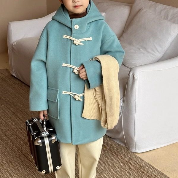 蓬蓬男童女童毛呢大衣2025新款秋冬宝宝休闲加厚儿童呢子夹棉外套