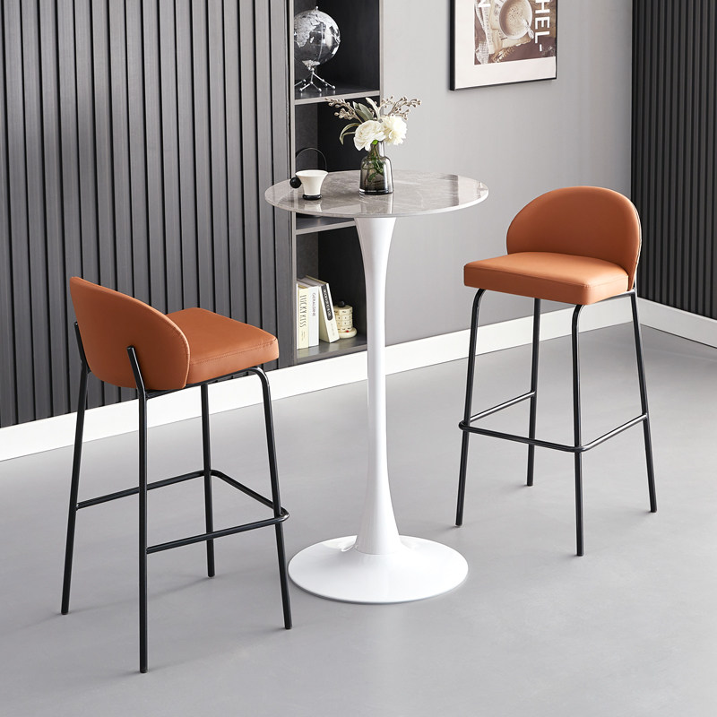 大理石轻奢吧桌现代北欧铁艺家用高脚桌简约创意咖啡厅实木高桌子