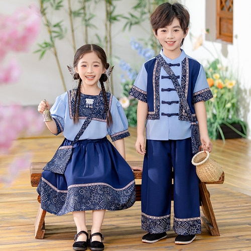 广西三月三少数民族服壮族彝族瑶族苗族侗族采茶幼儿园宝宝表演服