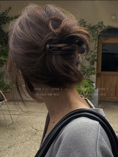 韩系巨好看一字横夹抓夹女高级盘发鸭嘴夹发夹后脑勺鲨鱼夹发饰冬