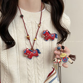 毛衣链装 马上好运 可爱布艺玩偶小马项链胸针女本命年长款 饰胸花