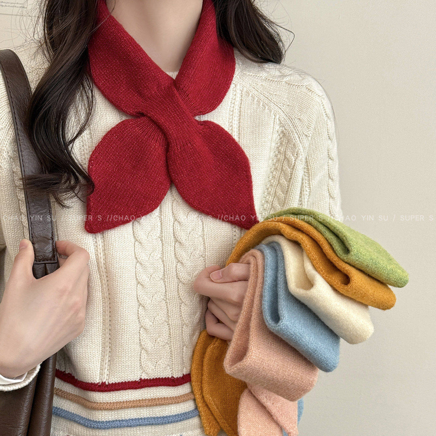 韩系纯色羊毛交叉懒人围巾女秋冬本命年红色过年百搭针织护颈围脖,服饰配件/皮带/帽子/围巾,围巾/丝巾/披肩,淘宝优惠券,粉丝福利购,淘宝优惠卷