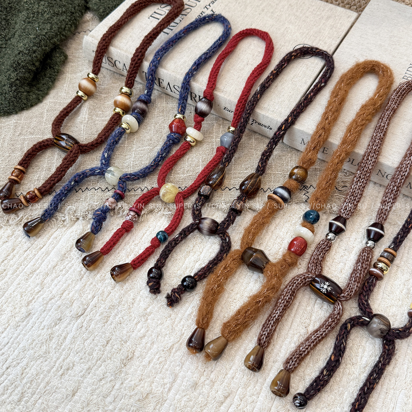 秋冬氛围感抽拉式针织毛线项链