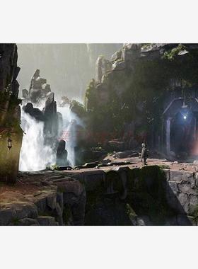UE5虚幻4中世纪瀑布石桥悬崖遗迹洞窟场景素材 Waterfall Bridge