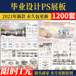 室内设计环艺建筑景观产品设计毕业生作品设计PS展板PSD排版模板
