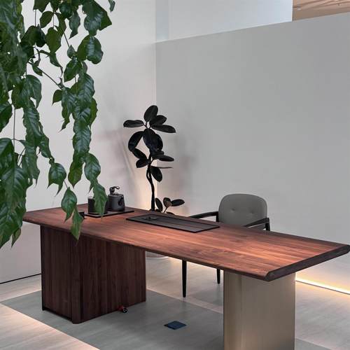 北美黑胡桃木原木茶桌现代简约设计师款家用实木茶台办公室泡茶桌