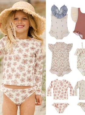 24春夏 美国Rylee and Cru新款男女儿童泳衣中国风碎花旗袍度假