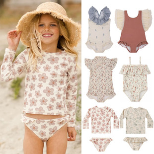 Cru新款 and 男女儿童泳衣中国风碎花旗袍度假 美国Rylee 24春夏