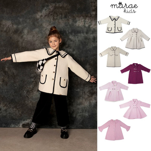 现货 西班牙Marae新款英国皇室御用儿童羊毛羊绒大衣ins高品质