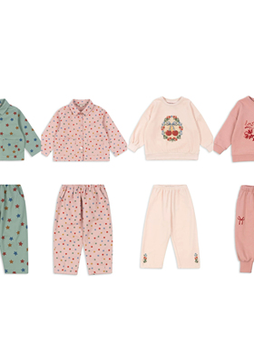 24秋冬 丹麦Konges Slojd新款男女儿童夹克裤子休闲星星樱桃套装