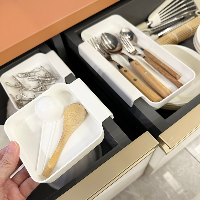 悬挂抽屉收纳盒内置上下分层放厨房餐具叉子勺子夹子筷子海绵手套,收纳整理,桌面收纳盒,淘宝优惠券,粉丝福利购,淘宝优惠卷