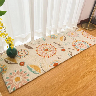 跨境高端手工枪刺地毯耐脏耐磨防滑茶几边毯复古美式地毯卧室床边