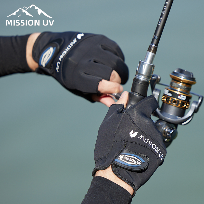 短款透气户外露指可触屏防晒手套