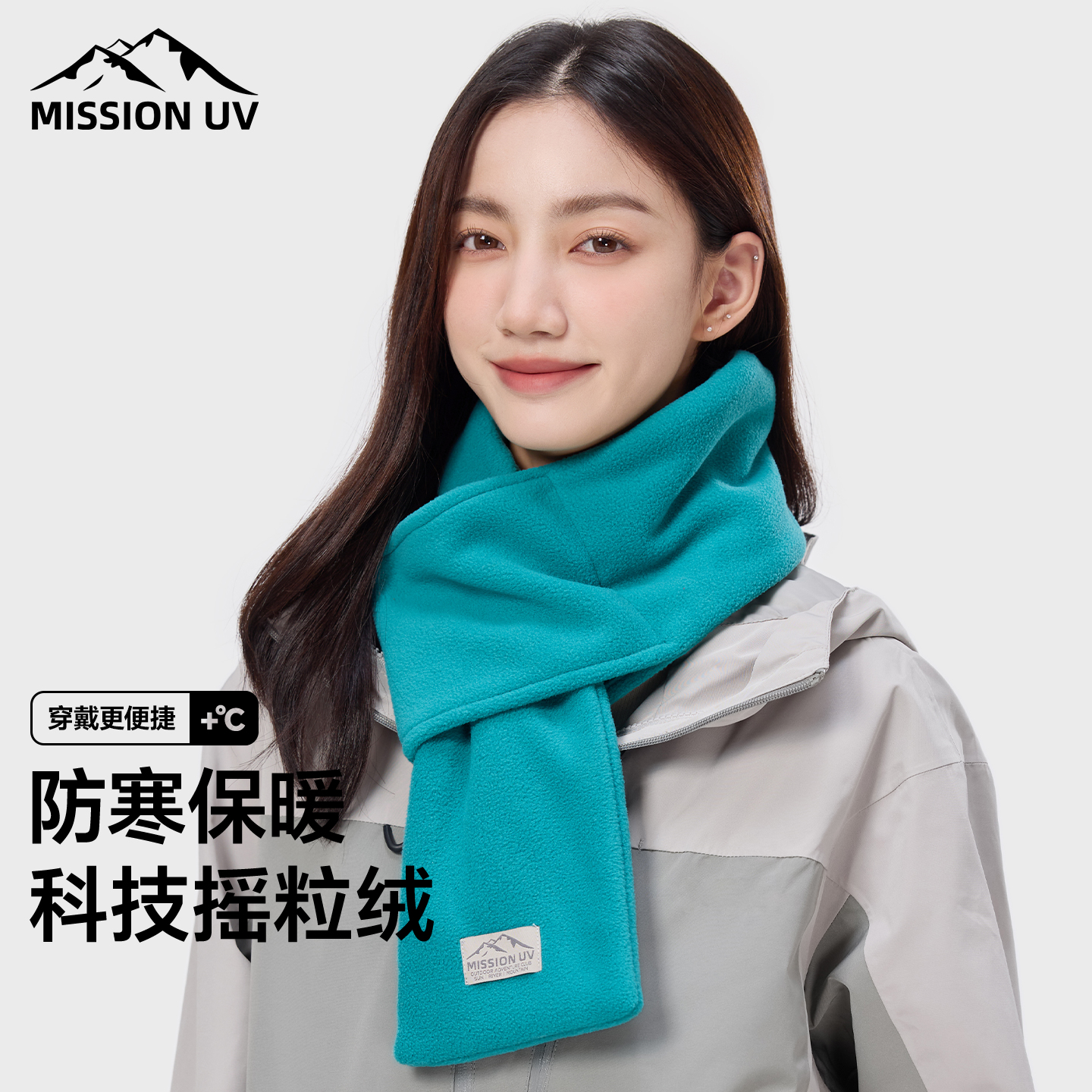 MISSIONUV女士摇粒绒穿插围巾