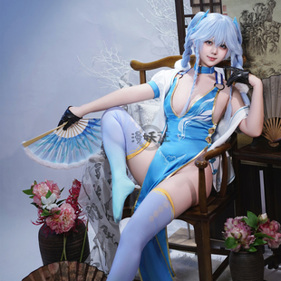 漫妖社尾款 少女前线 PA15翠雀媚cos旗袍 芙洛伦cosplay服装