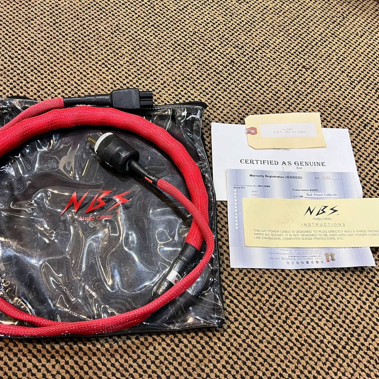 可维修 NBS Red 火红 电源线 6尺/2米议价