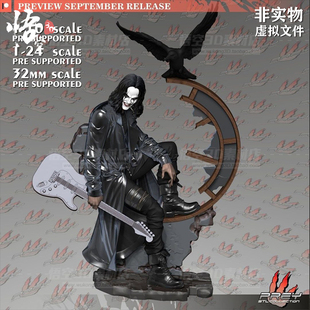 STL模型图纸数据文件 3D打印树脂白模 游戏影视人物THE CROW坐姿