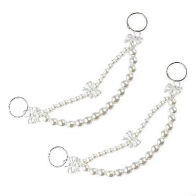 2Pcs Large Imitation Pearls Beads Purse Chain Handbag Chain