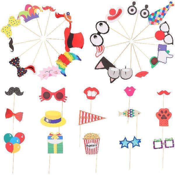 36 PCS Photo Props Party Booth Clown Wedding Carnival