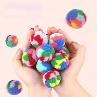 1/10/20PC Colorful Plush Ball Cat Toys Funny Training Mute