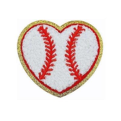 12 PCS Baseball Heart Patch Gold Edges Baseball Iron On
