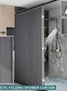 Foldable Bathroom Curtains Punch Free Shower Curtain for