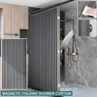 Foldable Bathroom Curtains Punch Free Shower Curtain for