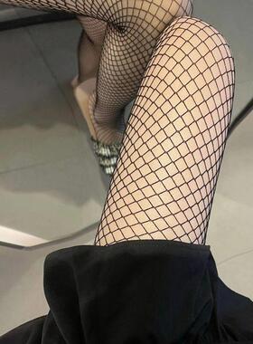 1pair Black Fishnet Tights For Women, Spring/Summer, Europea