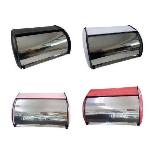 Metal Bread Box Bread Bin with Roll Lid Portable Rustic