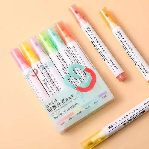 6pcs/lot Kawaii Soft Headed Highlighter Pen Eyes Protected