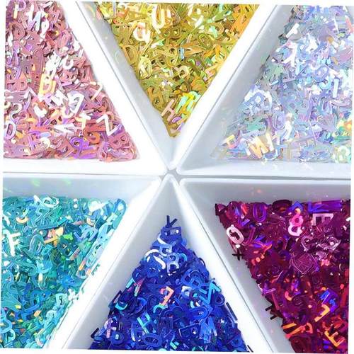 Holographic Glitter English Alphabet Flakes For Epoxy Resin