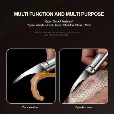 6 In 1 Shrimp Peeler Knife 304 Stainless Steel Prawn Devein