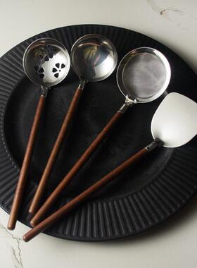 Stainless steel wooden handle pot spatula hot pot shell set