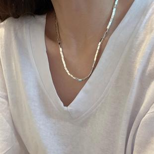 square necklace tube chain women slub smooth