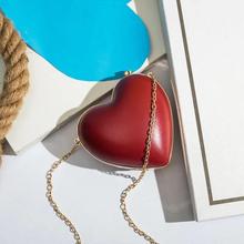 Fashion Women Red Heart Shaped Purse Ladies Luxury Evening C