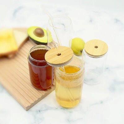 YOMDID Bamboo Lid For Glass Cup Only The Cap Water Cup